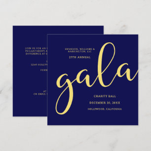 Gala Event Charity Fundraiser Elegant Blue Gold Invitation