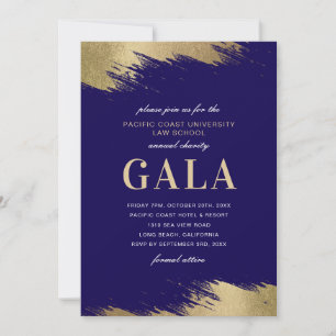 Gala Invitation Blue Gold Formal Event
