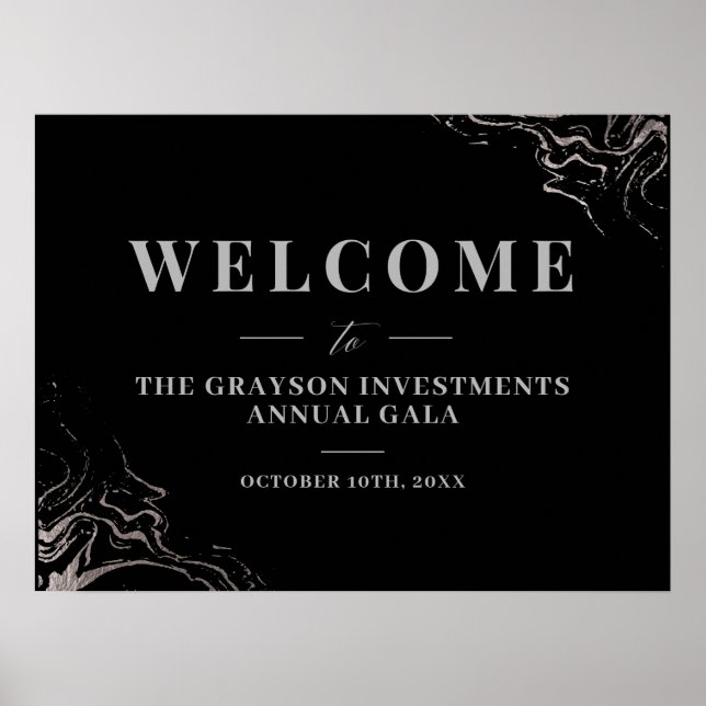 Gala Silver Marble Welcome Sign (Front)