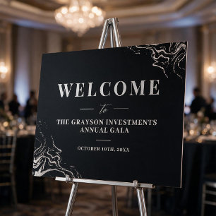 Gala Silver Marble Welcome Sign