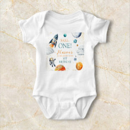 Galactic Adventure Boy First Space Birthday Baby Bodysuit