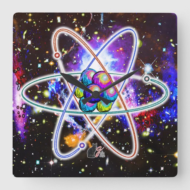 Galactic Atomic Square Wall Clock (Front)