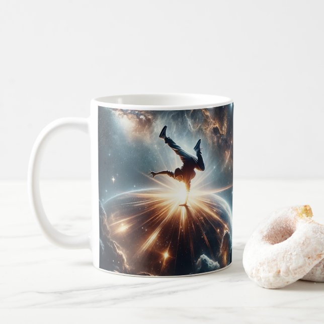 Galactic Breakdance Explosion in Deep Space Coffee Mug (With Donut)