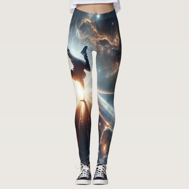 Galactic Breakdance Explosion in Deep Space Leggings (Front)