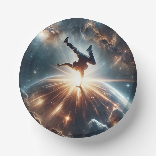 Galactic Breakdance Explosion in Deep Space Paper Plate (Front)