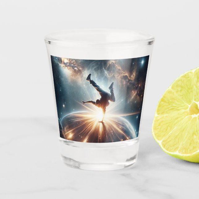 Galactic Breakdance Explosion in Deep Space Shot Glass (Front)