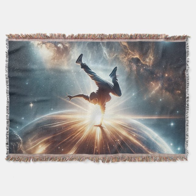 Galactic Breakdance Explosion in Deep Space Throw Blanket (Front)