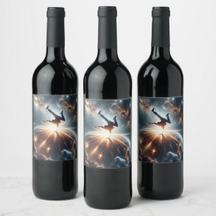 Galactic Breakdance Explosion in Deep Space Wine Label