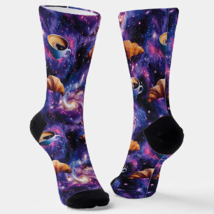 Galactic Breakfast - Coffee & Croissant Space Socks