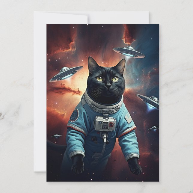 Galactic Cat Astronaut Invitation (Front)