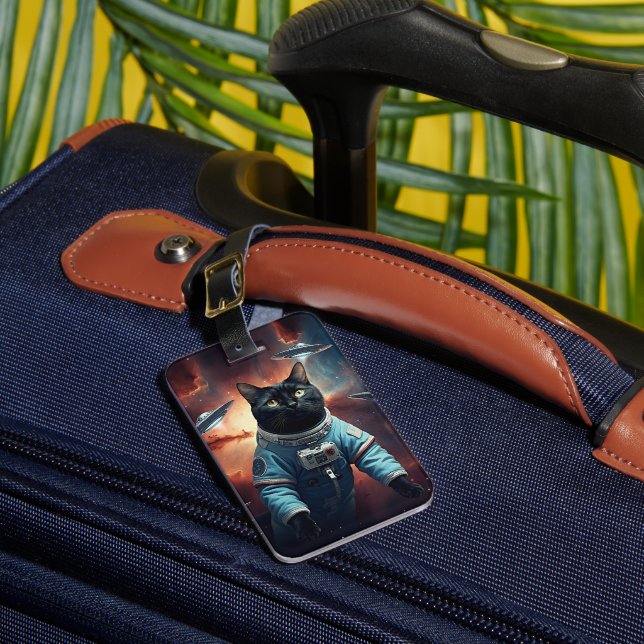 Galactic Cat Astronaut Luggage Tag (Front Insitu 1)
