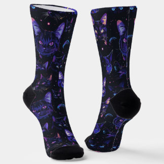 Galactic Cats - Cosmic Feline Galaxy Pattern Socks