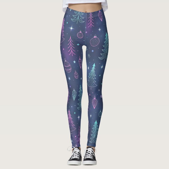 Galactic Christmas Leggings – Modern Festive Space (Front)