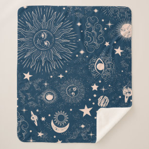 Galactic Constellations: Space Pattern Design Sherpa Blanket