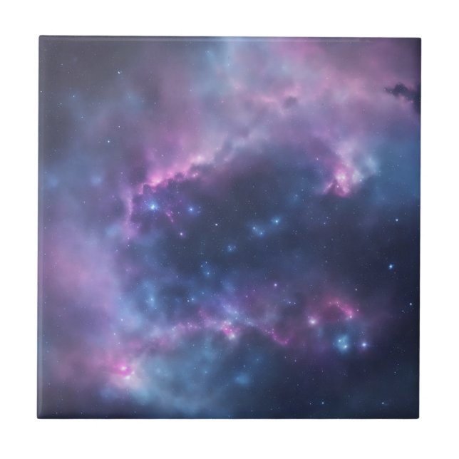 Galactic Dreams Soft Watercolor Splash On Blue Tile (Front)