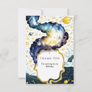Galactic Editable Space Birthday Thank You Card