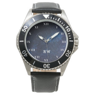 Galactic Galaxy Outer Space Nebula Navy Blue Watch