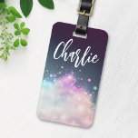 Galactic glitter cloud custom name luggage tag<br><div class="desc">Luggage tag featuring a pastel coloured glitter cloud with your custom name.</div>