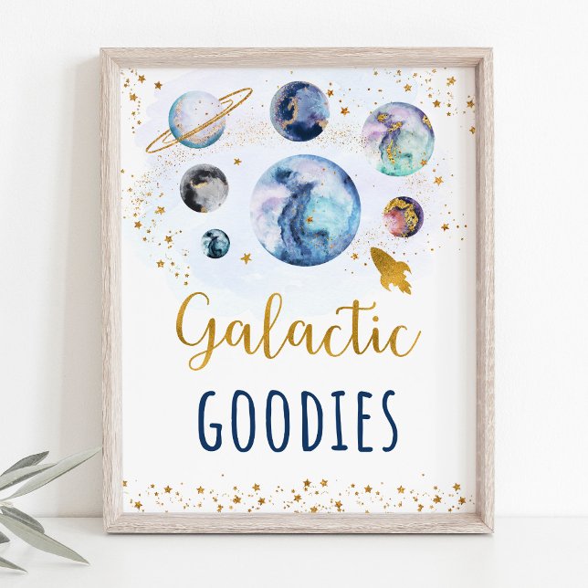 Galactic Goodies Blue Gold Space Birthday Sign (Creator Uploaded)
