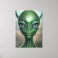 Galactic Green Alien Canvas Print