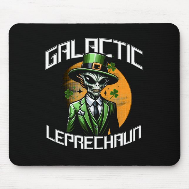 Galactic Leprechaun Saint Patricks Day Alien Adven Mouse Pad (Front)