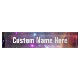 Galactic Outer Space Purple Nebulae Nameplate