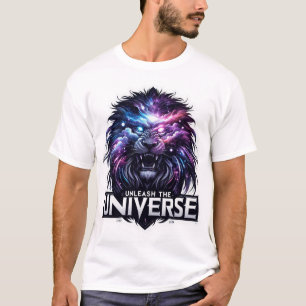 Galactic Pride: Majestic Universe Lions T-Shirt fo