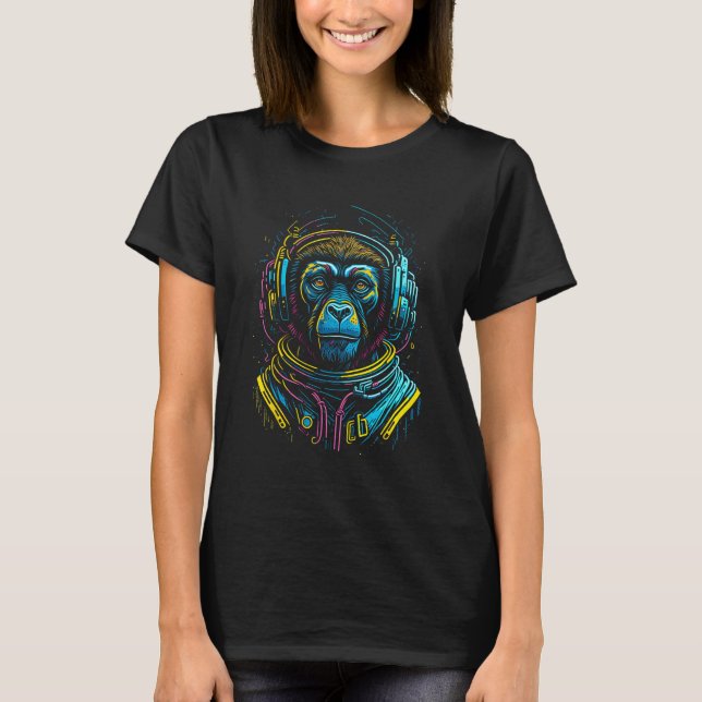 Galactic Primate Explorer Monkey Astronaut Adventu T-Shirt (Front)