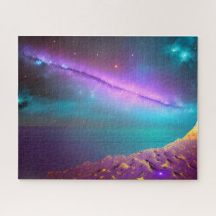 Galactic Purple Comet Shoots Over Sky Above Planet Jigsaw Puzzle
