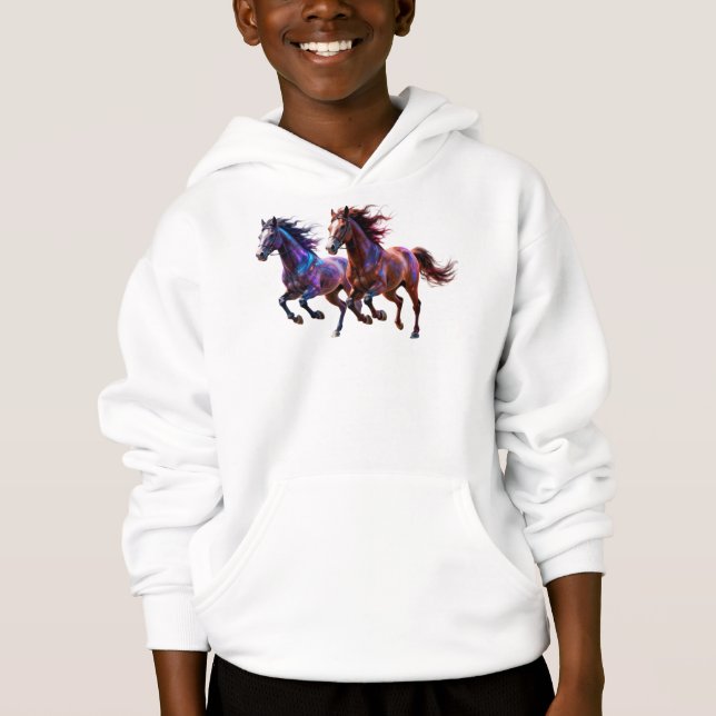Galactic Running Neon Mystic Horses  Pair Fantasy  (Front)