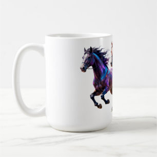 Galactic Running Neon Mystic Horses Pair Fantasy Coffee Mug