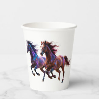 Galactic Running Neon Mystic Horses Pair Fantasy Paper Cups