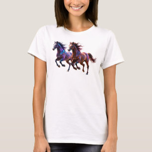 Galactic Running Neon Mystic Horses  Pair Fantasy  T-Shirt