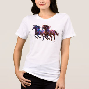 Galactic Running Neon Mystic Horses  Pair Fantasy  Tri-Blend Shirt