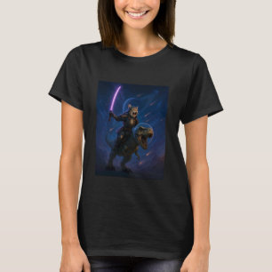 Galactic Samurai Cat on T Rex T-Shirt