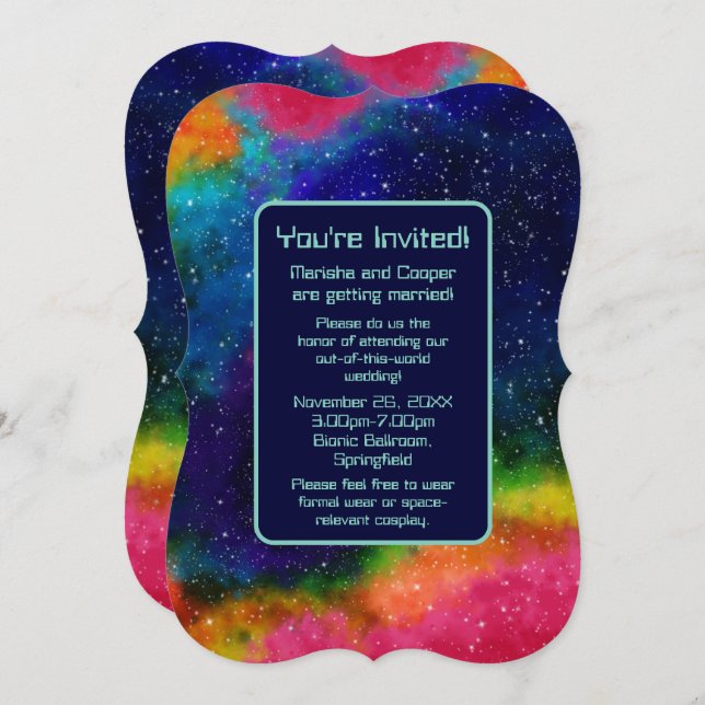 Galactic Sci-Fi Wedding Invitation (Front/Back)