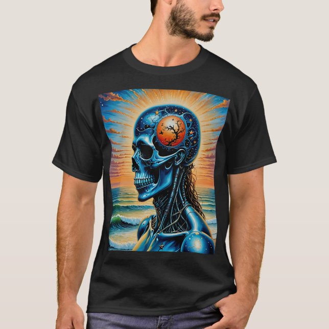 Galactic Skull Sunset Ocean Shirt (Front)