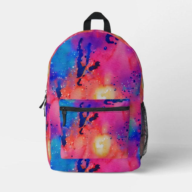Galactic Splash: Cosmic Watercolor Backpack (Front)