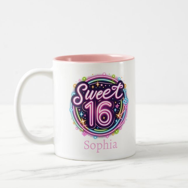 Galactic Sweet 16 - Customisable Birthday Two-Tone Coffee Mug (Left)