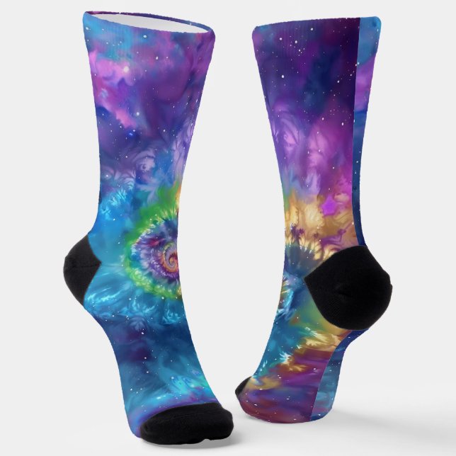 Galactic Swirl - Cosmic Tie-Dye  Socks (Angled)