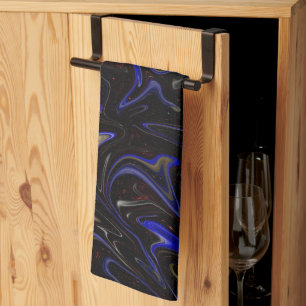 "Galactic Swirl: The Blue and Black Space Marble" Tea Towel