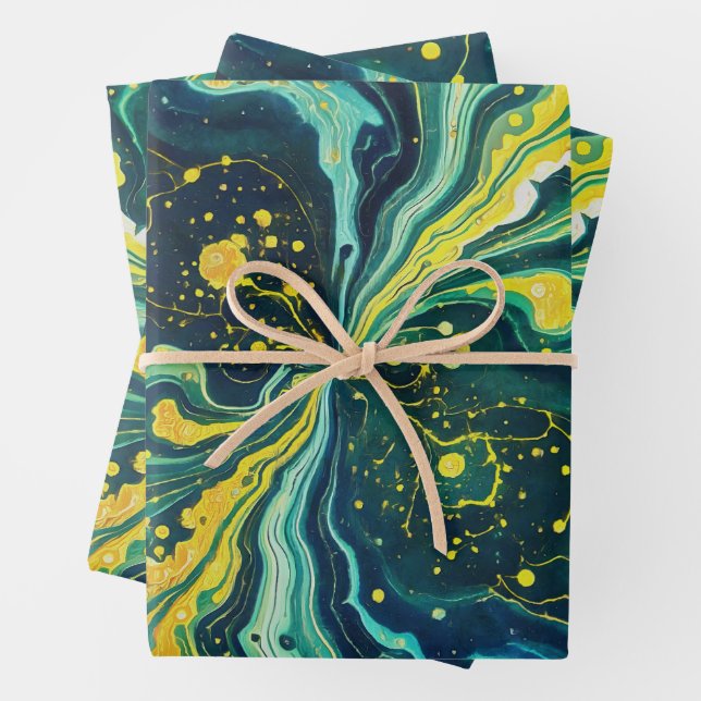 Galactic Swirls in Vivid Colors 1 Wrapping Paper Sheet (In situ)