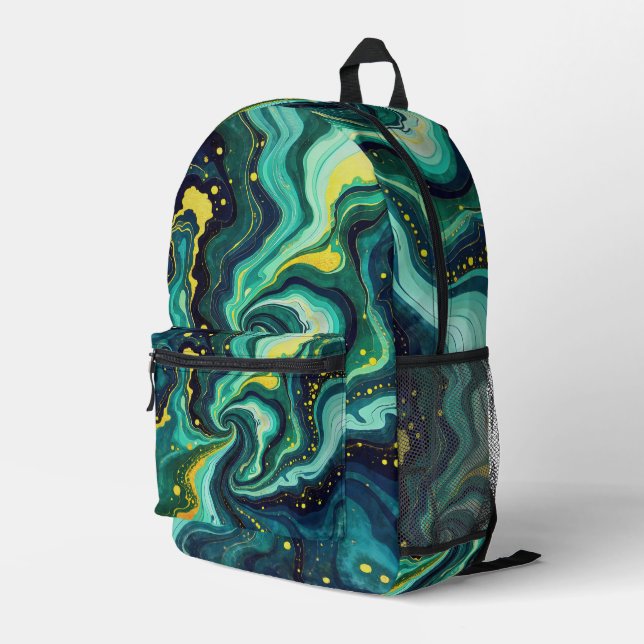 Galactic Swirls in Vivid Colours 2 Printed Backpack (Back Corner Right)