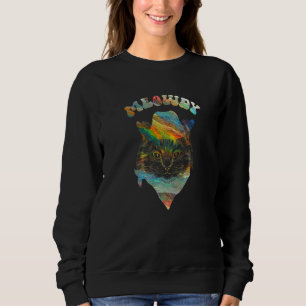 Galactic Tie Dye Meowdy Texas Cat Meme   Sweatshirt