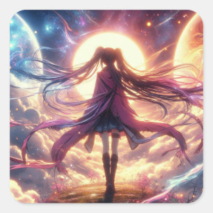 Galactic Twilight: Whispers of the Cosmos Square Sticker