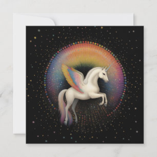 Galactic Unicorn Rainbow Coloured Stars Deep Space Invitation