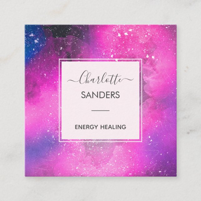 Galactic universe energy healing square business card (Front)