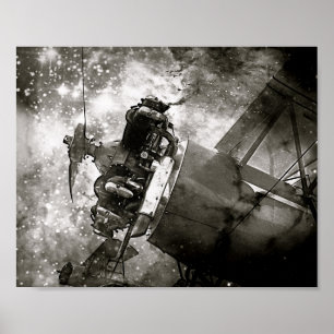 Galactic War B&W Aeroplane Poster