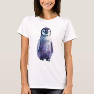 Galactic Watercolor Penguin Chick Women T-Shirt