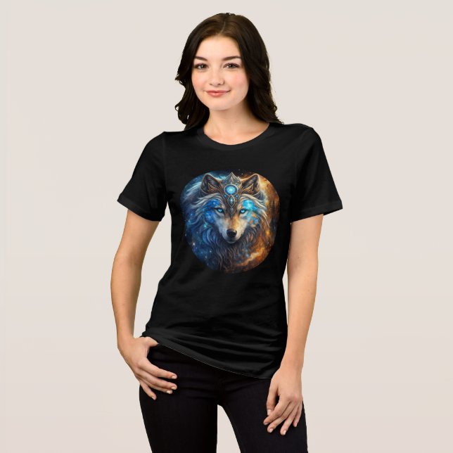 Galactic Wolf with Ornate Crown Tri-Blend Shirt (Front Full)